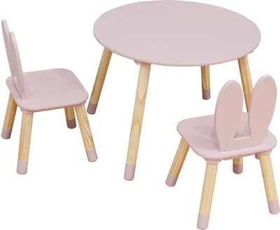 Obrázok produktu pre Rebecca Mobili stôl a 2 stoličky pre deti Hely 44x60x60 MDF borovica ružovo hnedá SET 3 ks