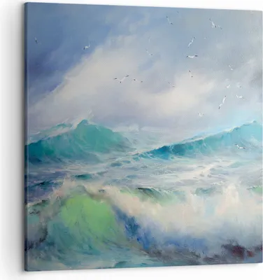 Produktbild von Bild auf Leinwand - Leinwandbild - Meer Welle Möwe - 50x50cm - Wand Bild - Wanddeko - Wandbilder - Leinwanddruck - Bilder - Kunstdruck - Wanddekoration - Leinwand bilder - Wandkunst - AC50x50-3783