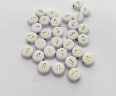 Image de Perles pour lettres, 30 pièces, 4x7 mm, or avec blanc, rond, chiffre 1