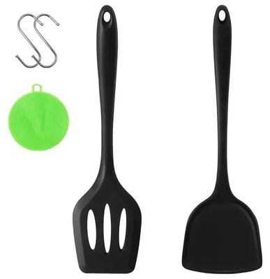 Produktbild von Silikonspatel, hitzebeständig, Antihaftbeschichtung, mit Rillen, BPA-frei, Küchenutensil, Wender für Pfannkuchen, Fisch und Eier.
