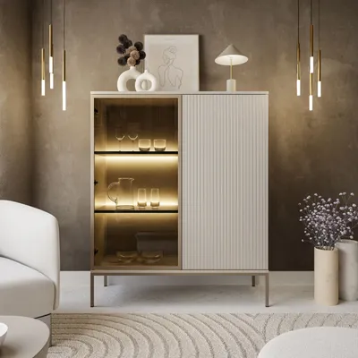 Produktbild von Vitrine ECLIPSE WT104 niedrig mit Beleuchtung Kaschmir