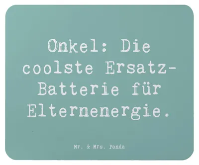 Produktbild von Mr. & Mrs. Panda Mousepad Spruch Onkel Energie - Meeresbrise - Geschenk, Geburtstage, Familienmitglieder, Unterstützung, pc mausunterlage, mousematte, Ersatzvater