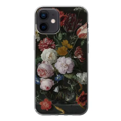 Produktbild von MuchoWow® Handyhülle Schutzhülle Hülle für iPhone 12 Stilleben mit Blumen in einer Glasvase - Gemälde von Jan Davidsz. de Heem Silikon Softcase Handy Hülle - Schutzhülle