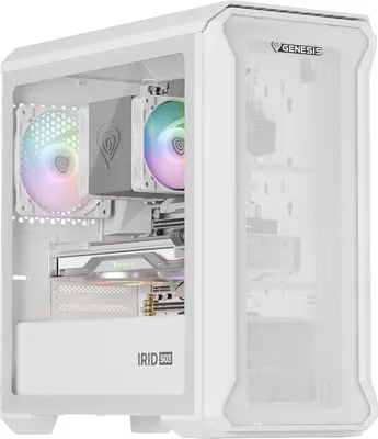 Zdjęcie produktu dla GENESIS Irid 503, Mini Tower, PC, Przezroczysty, Biały, micro ATX, Mini-ITX, Gaming, Wielo