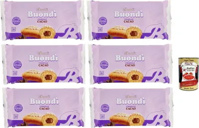 Produktbild von Bauli, Buondì Cacao, gebackener Kuchen snack mit Kakaocreme abgepackte Snacks 6x 258g Frühstück + Italian Gourmet polpa 400g