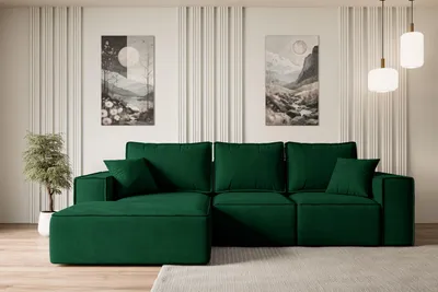 Produktbild von ALTDECOR Ecksofa mit Schlaffunktion und Bettkasten SERRA-L-S - 266x161x87 cm Grün - Corner Sofa Bett Eckcouch Couch L-Form Schlafcouch Ausziehbar Wohnlandschaft Schlafsofa Cauchsofa