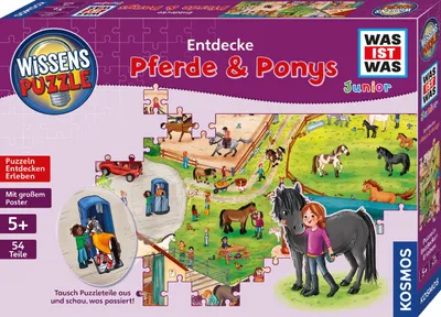 Zdjęcie produktu dla KOSMOS puzzle wiedzy WAS IST WAS Junior Odkryj konie i kucyki, gra dla dzieci, puzzle, ukryte obiekty, od 5 lat, 683672