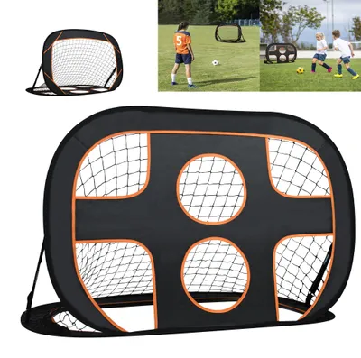 Image de UISEBRT 2 en 1 But de football pour enfants dans le jardin 121x80x80cm Pop Up mur de but avec 6 trous pliable Entraîneur de mur de football extérieur But de football Sac de transport