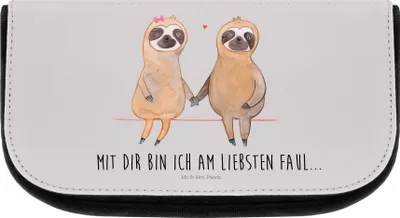 Produktbild von Mr. & Mrs. Panda kulturtäschchen Faultier Pärchen - Grau Pastell - Geschenk, Kosmetiktasche, Make-Up Tasche, faul, Kulturbeutel, Liebe, Kulturtasche, Organizer