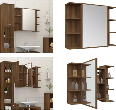 Obrázok produktu pre vidaXL Kúpeľňová zrkadlová skrinka Hnedý dubový vzhľad 80x20,5x64cm Materiál na báze dreva - Zrkadlová skrinka - Zrkadlové skrinky - Kúpeľňová zrkadlová skrinka - Kúpeľňová skrinka so zrkadlom