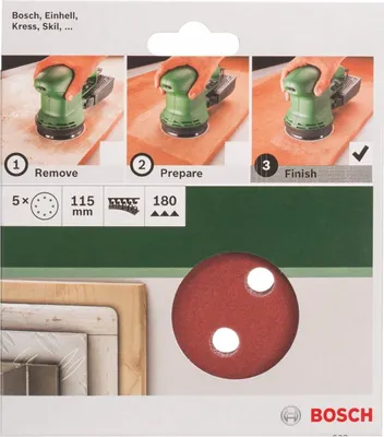 Produktbild von Bosch 5 tlg. Schleifblatt Set Ø 115 mm, Körnung P 180 Zubehör Exzenterschleifer