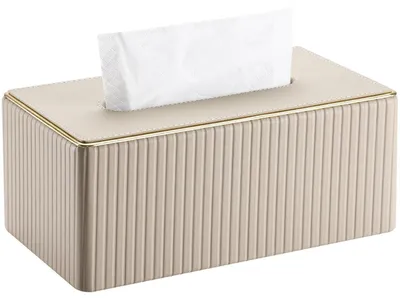Produktbild von Taschentuchbox Kunstleder Beige Rechteckig 25x14x9.5 cm