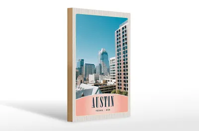 Produktbild von Holzschild Reise 20x30cm Austin Texas Amerika Hochhaus Gebäude