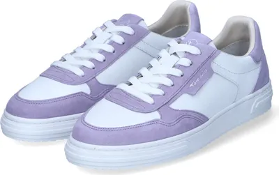 Produktbild von Tamaris Damen Low Sneaker Weiß-Violett Leder-Synthetik-Mix Größe: 38