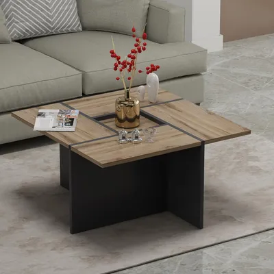 Immagine prodotto di Tavolino HOMIDEA Silva – Tavolino da salotto moderno con ripiano dal design intramontabile (rovere/antracite)