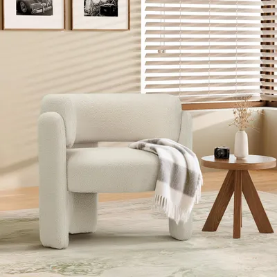 Image de COLAMY, fauteuil moderne en velours, fauteuil rembourré pour salon, design rond et confortable