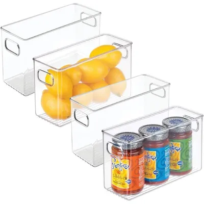 Produktbild von mDesign Aufbewahrungsbox Kühlschrankbox Organizer 4er-Set Griffe Transparent