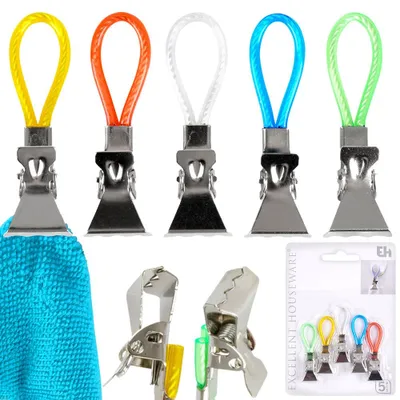 Produktbild von Handtuchklammern Handtuchhaken Handtuchclips mit Schlaufen Geschirrtuchklammern 5er-Set