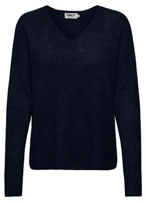 Produktbild von ONLY Damen Strickpullover - ONLCAMILLA V-NECK PULLOVER, V-Ausschnitt, einfarbig Dunkelblau L