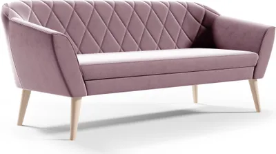 Immagine prodotto di GUTTO Divano 3 posti rosa -- KARO -- Divano 3 posti Panca in velluto Gambe in legno di velluto Consegna rapida Stile scandinavo - belle cuciture