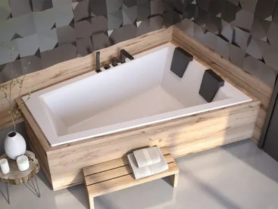Produktbild von BADLAND Eckbadewanne Rechteck Badewanne Intima SLIM für zwei Personen RECHTS 170x125 Rand 15mm mit Ablaufgarnitur und Füßen GRATIS mit Kopfstützen ohne Verkleidung