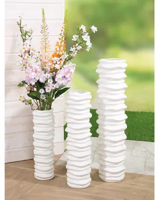 Produktbild von Gilde Bodenvase, zylindrisch, Rillo, Keramik, weiß, VE 1, D. 17 cm Höhe: 58.00 cm Durchmesser: 17.00 cm 32684