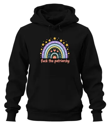 Zdjęcie produktu dla Bluza z kapturem "Fuck the Patriarchy", styl boho, czarna, rozmiar XL