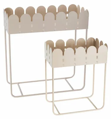 Image de HOWHOMELY | Pot de fleurs - bac à plantes - beige - lot de 2 - jardinière - sur pieds - décoratif