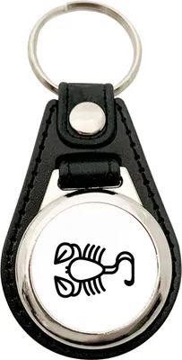 Produktbild von Huuraa Schlüsselanhänger Skorpion Sternzeichen Symbol Metall mit Kunstleder Schlüsselring Einkaufswagenchip Geschenkidee