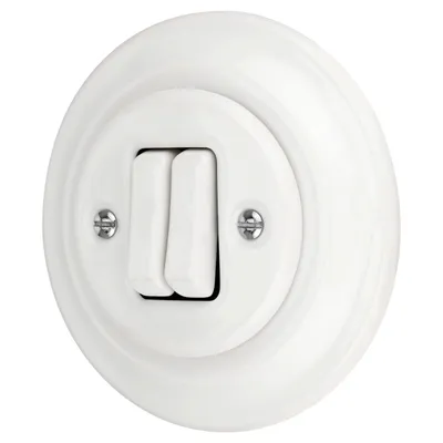 Image de Bouton-poussoir double encastré en porcelaine rétro I PR1 blanc