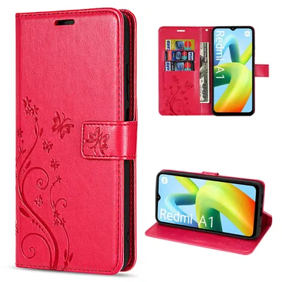 Produktbild von Hülle Xiaomi Redmi A1, Handy Tasche Handyhülle Flip Wallet Case Klapphülle Etui Rot