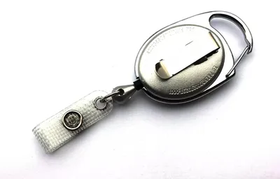 Produktbild von 2x SILBER Ausweisjojo Schlüsselanhänger Jojo Zipper oval  mit Druckknopf Lasche & Gürtelclip für Ausweishüllen Karten Hüllen Schlüssel Halter Anhänger