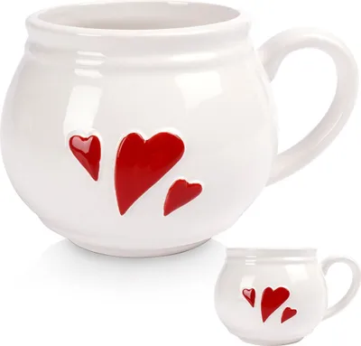 Produktbild von Orion Keramikbecher Becher Teebecher Kaffee mit Henkel Keramik weiß Herz 430 ml