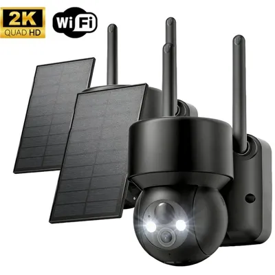 Produktbild von 2K Überwachungskamera Aussen WiFi 360°PTZ Schwenkbar Solar Kamera Überwachung Aussen Farbnachtsicht & 2-Wege-Audio PIR Erkennung & Intelligenter 2PC
