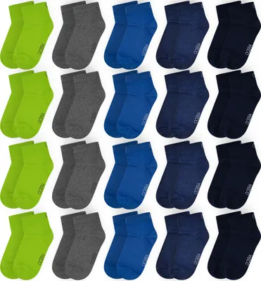 Produktbild von OCERA 20 Paar Kinder Kurzschaft Socken für Mädchen und Jungen - Blau-Mix 31/34