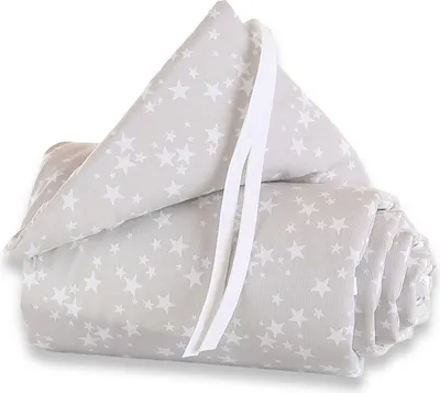 Produktbild von babybay Nestchen Piqué für Maxi, Boxspring und Comfort, perlgrau Sterne weiß