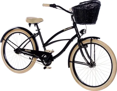 Produktbild von Plumbike La Donna Stadtfahrrad Damen 26" 7-Gang, mit Korb - Schwarz