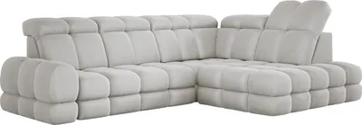 Image de DomoHome Canapé d'angle Tollo Frêne Tissu solaire Côté droit 302x217x105 cm, Canapé en L avec fonction sommeil, Tiroir de lit 120x85x17 cm, Réglable électriquement