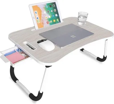 Produktbild von Famanu Laptop-Bett-Tisch Faltbar - Weiß, 60x40x26 cm