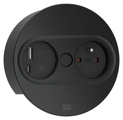 Obrázek produktu pro Bachmann 946.106, Type E + USB A + USB C, Do stolu, 4 cm, Stůl, Černá, Kov, Plast