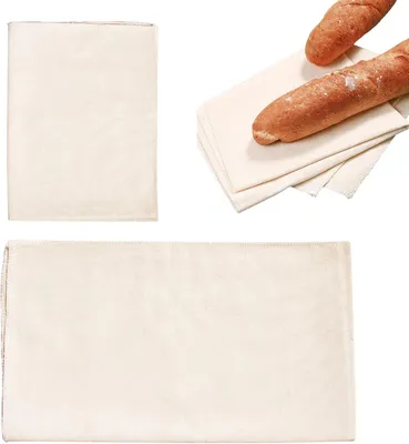 Obrázek produktu pro 2 kusy plátna na chleba, silné lněné plátno, rozměry 75x45 cm a 48x36 cm, určené pro kynutí těsta