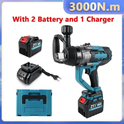 Obrázok produktu pre Akumulátorový rázový skrutkovač – vŕtacia funkcia – 1500 W, bezuhlíkový motor – krútiaci moment 3000 Nm – 7680 úderov za minútu – 2x 6,0 Ah batérie
