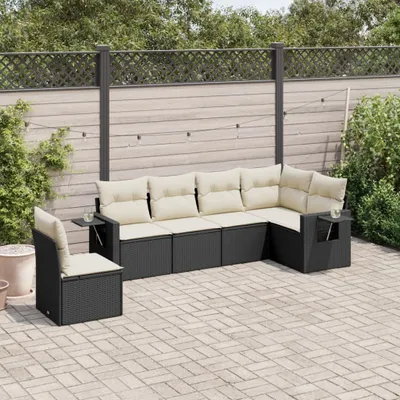 Produktbild von 6-tlg. Garten-Sofagarnitur mit Kissen Schwarz Poly Rattan 3220225