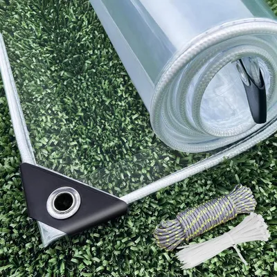 Imagen del producto de Lona impermeable - PVC transparente - Protección para exteriores - Alta transparencia - 2 x 3 metros - Transparente
