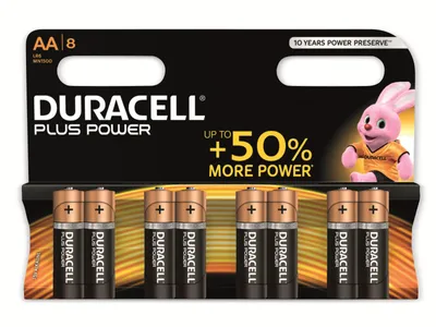 Produktbild von Duracell Plus Power, Einwegbatterie, AA, Alkali, 1,5 V, 8 Stück(e), Schwarz, Orange