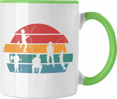 Produktbild von Trendation - Vintage Angler Tasse Geschenk Fischer zum Angeln als Geschenkidee für Angler (Grün)