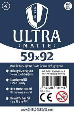 Produktbild von Shield Ultra Matte 4 - 100 Super Sleeves für Kartengröße 59 x 92 mm