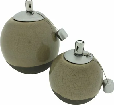 Produktbild von Set mit 2 runden Öllampen – Keramik – 14 & 23 cm