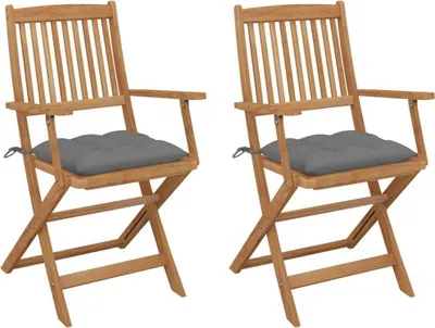Produktbild von Klappbare Gartenstühle 2 Stk. mit Kissen Massivholz Akazie