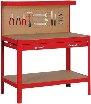 Obrázek produktu pro Pracovní stůl, DOMAC ETAB100, 90 x 40 x 104 cm, pracovní deska 12 mm, 1 zásuvka, nosnost 100 kg, červený